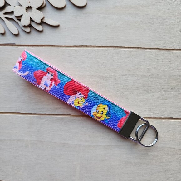 Handmade little mermaid  wristlet, Disney ocean animal key fob - Picture 1 of 4